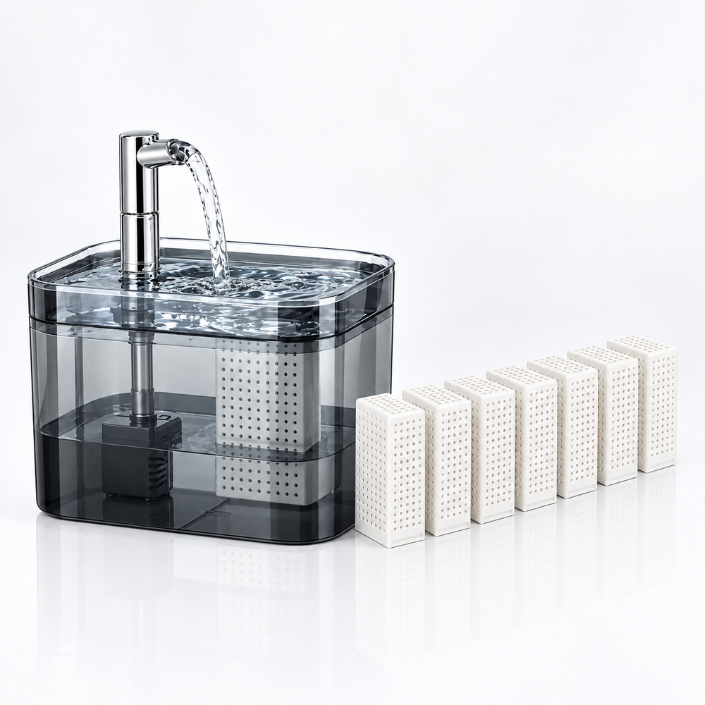 AquaLume Premium Pet Fountain + 7-Pack Replacement Filter Bundle